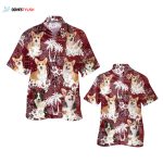 Pembroke Welsh Corgi Hawaiian Shirt, Dog Hawaiian Shirt Red Tribal Pattern