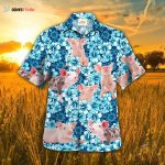 Pig Hawaiian Shirt, Pig Blue Hibiscus Flowers Hawaiian Shirts