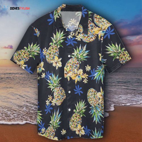 Pineapple Hawaiian Shirt Mens Black Pineapple Aloha Shirt Pattern