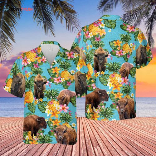 Pig Blue Floral Hawaiian Shirt, Pig Hawaiian Shirt Short Sleeve, Summer Hawaii Shirt For Farmer