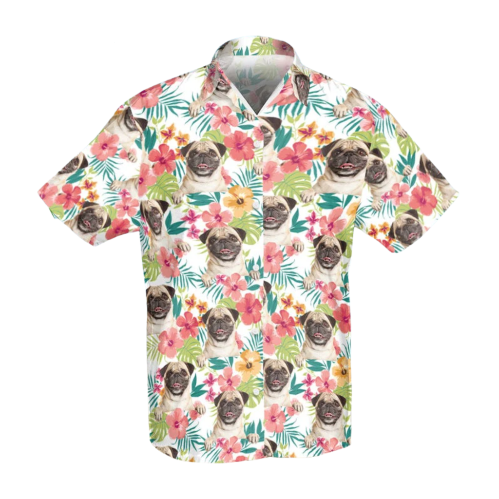 Pug Dog Hawaiian Shirt for Men, Women, Pug Dog Aloha Shirt Summer Casual Button Down Shirts, Hawaii Beach Shirt