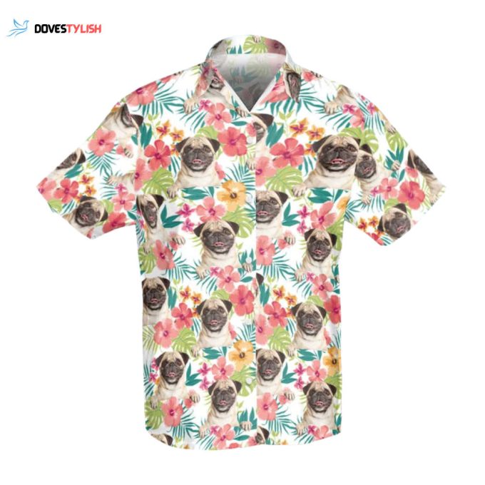 Pug Dog Hawaiian Shirt for Men, Women, Pug Dog Aloha Shirt Summer Casual Button Down Shirts, Hawaii Beach Shirt