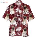 Pug Hawaiian Shirt, Dog Hawaii Shirt Red Tribal Pattern