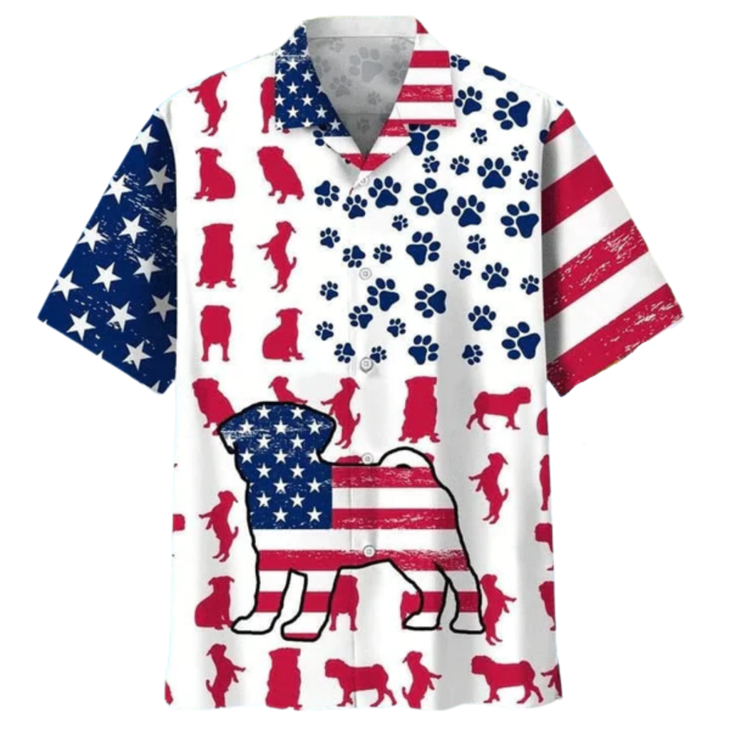 Pug Hawaiian Shirt – Independence Day Is Coming, Paw Prints Aloha Hawaii Shirt, Gift To Dog Lover