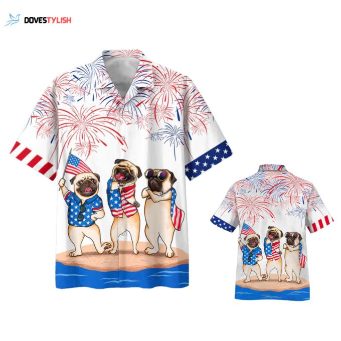 Pug Hawaiian Shirts – Independence Day Is Coming, Happy 4Th Of July American Pug Hawaii Shirt, Aloha Dog Shirt