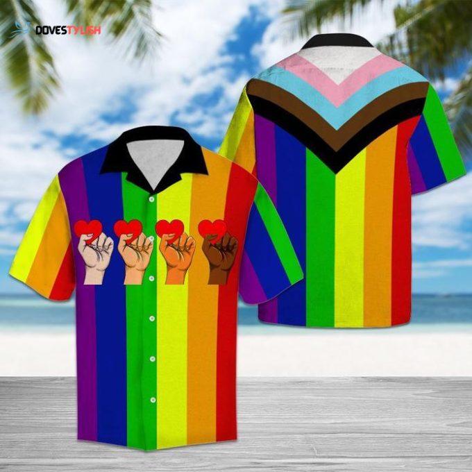 Rainbow Color Lgbt Hawaiian Shirt, Pride Ally Hawaiian Shirts, Transgender Pride Clothing, Trans Hawaiian Shirt