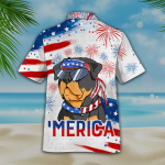 Rottweiler New Hawaiian Shirts For Independence Day, Funny Cute Dog Hawaii Beach Shirt Short Sleeve For 4Th Of July