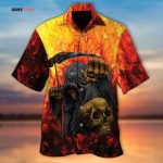 The Reaper Skull Hell All Over Printed 3D Unisex Hawaiian Shirt