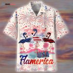 Usa Flamerica Hawaiian Shirt For 4Th Of Jul, Summer Flamingo Aloha Beach Shirt For Men And Womens