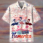 Usa Flamerica Hawaiian Shirt For 4Th Of Jul, Summer Flamingo Aloha Beach Shirt For Men And Womens