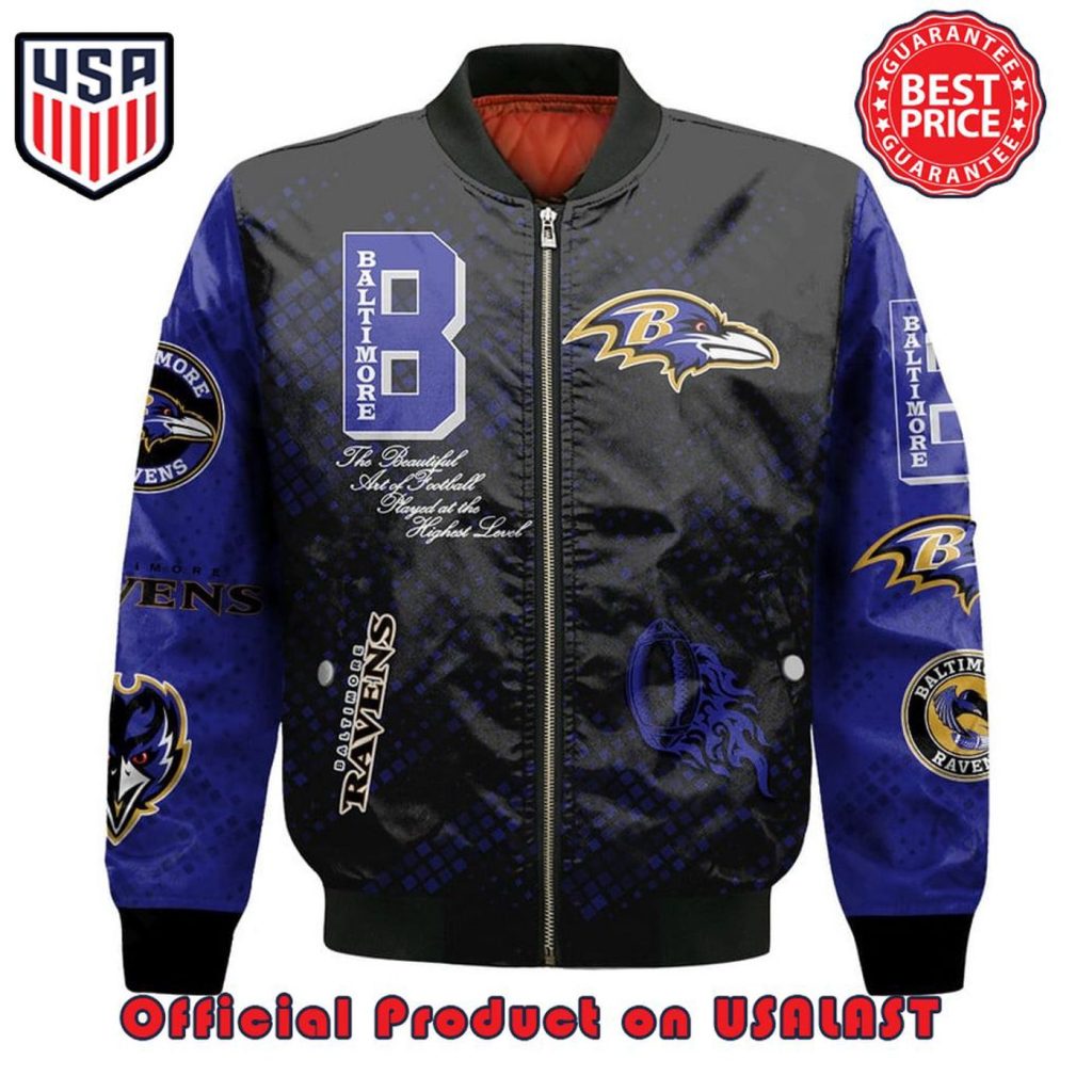 Shop the Official Baltimore Ravens NFL Pattern Bomber Jacket – Limited Edition