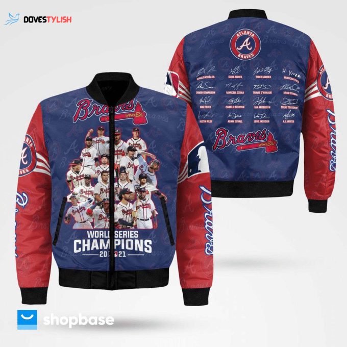 MLB Atlanta Braves 2021 World Series Champions Bomber Jacket with Team Signatures – Limited Edition