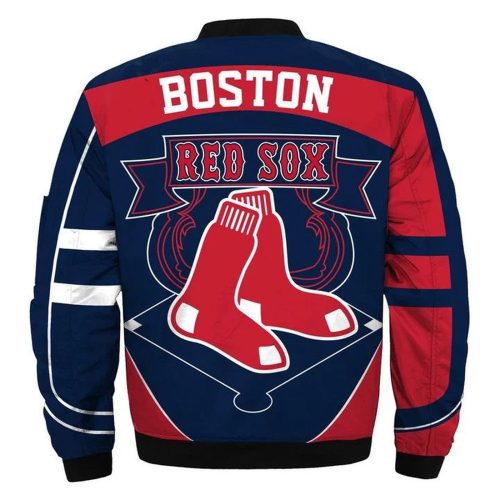 MLB Boston Red Sox Bomber Jacket – Red & Navy Blue Official Team Gear