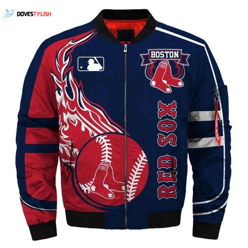 MLB Boston Red Sox Bomber Jacket – Red & Navy Blue Official Team Gear