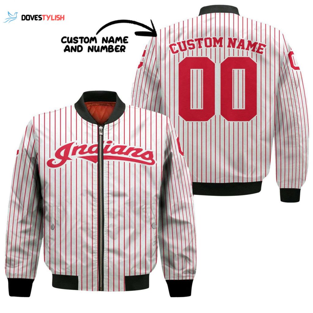 Custom Cleveland Indians Bomber Jacket with Name & Number – MLB Uniform Stripes