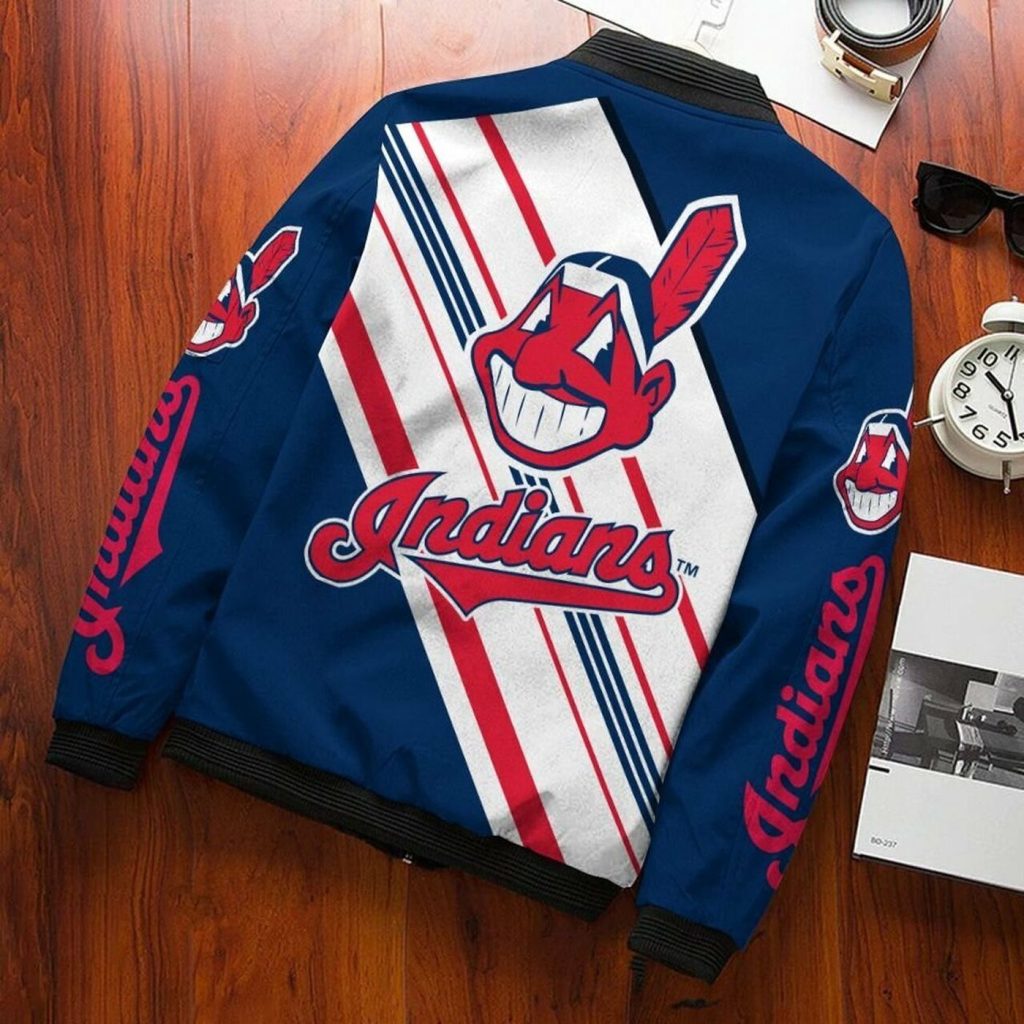 Stylish MLB Cleveland Indians Navy Bomber Jacket – Perfect for Fans!