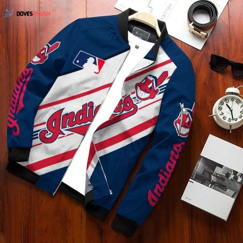 Stylish MLB Cleveland Indians Navy Bomber Jacket – Perfect for Fans!