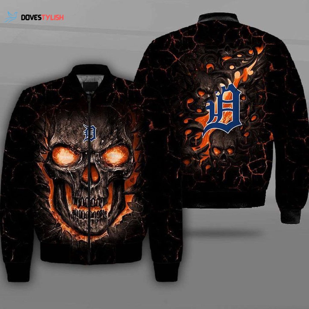 Stylish MLB Detroit Tigers Lava Skull Bomber Jacket – Show Your Team Spirit!