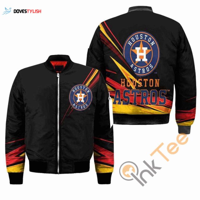 MLB Houston Astros Black Bomber Jacket: Stylish and Official Team Apparel