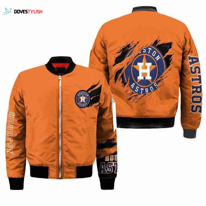 MLB Houston Astros Orange Bomber Jacket – Stylish & Official Team Gear