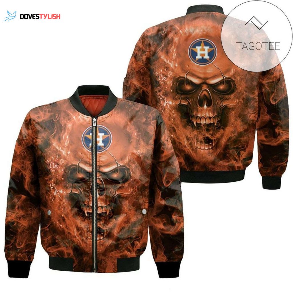 MLB Houston Astros Skull Bomber Jacket – Edgy & Stylish Apparel for Astros Fans