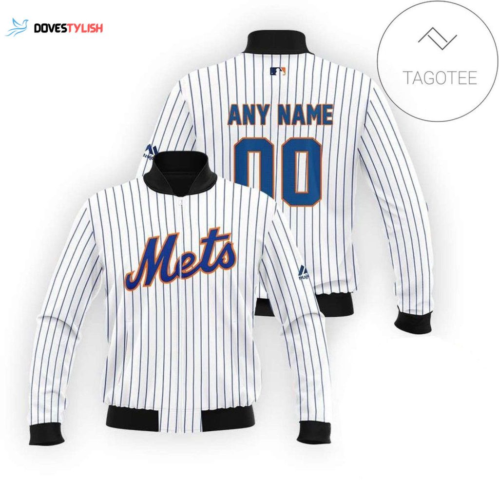 MLB New York Mets Custom Name Number Bomber Jacket – Orange White Stand Out in Style!