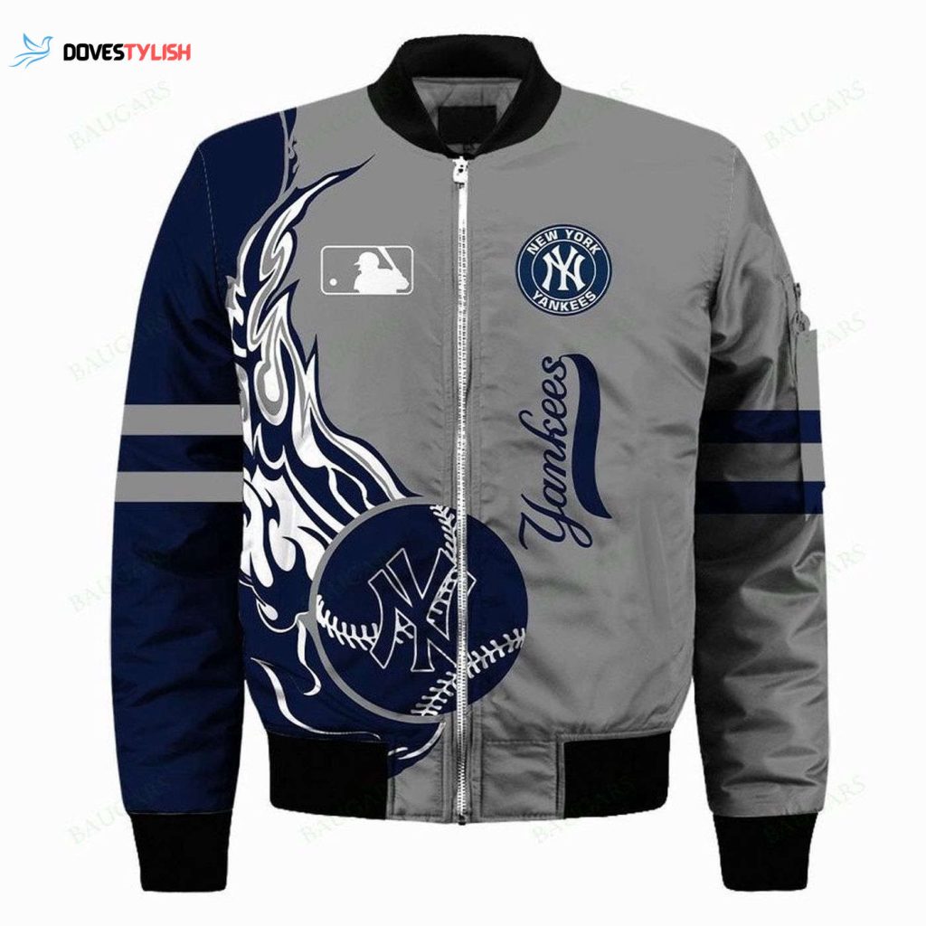 MLB New York Yankees Gray Blue Bomber Jacket: Stylish & Official Gear