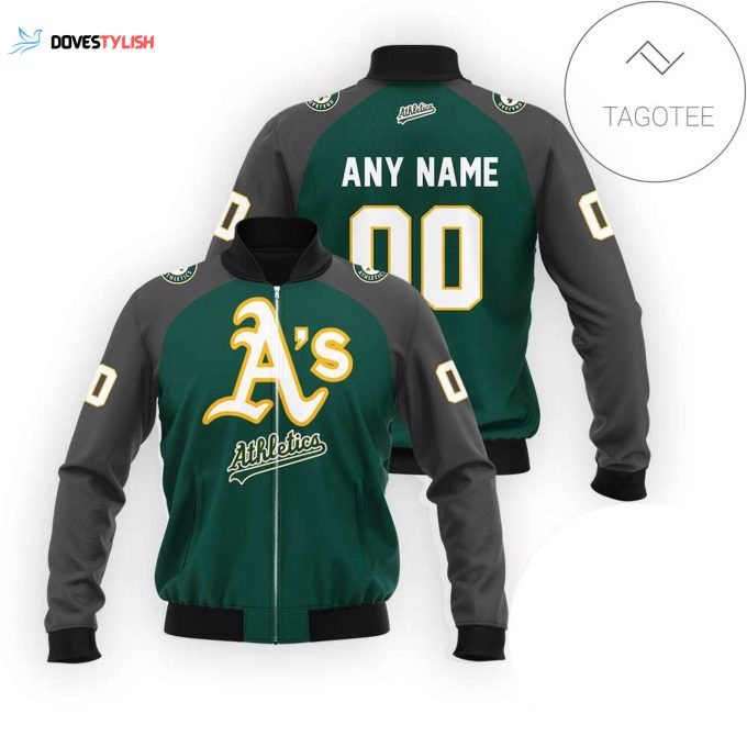 Custom Name Number Green Bomber Jacket – MLB Oakland Athletics Gear