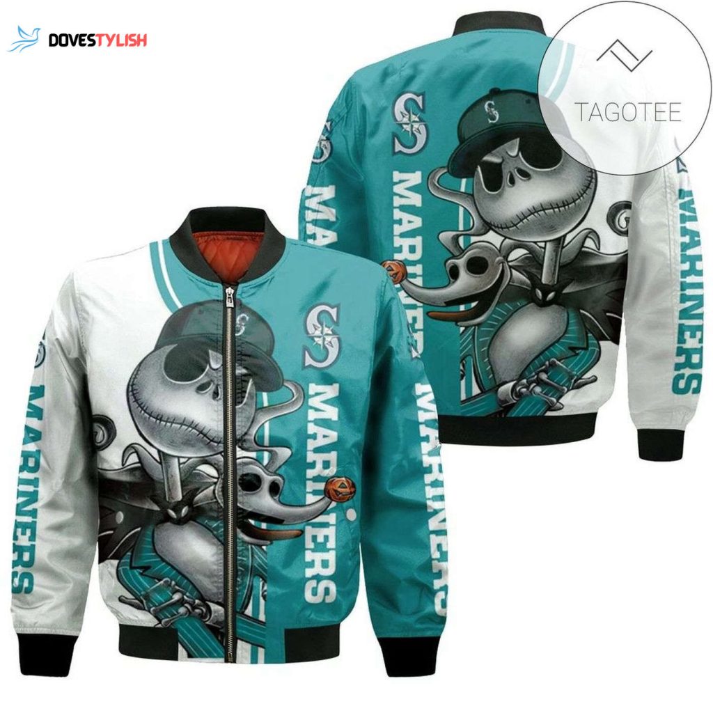 MLB Seattle Mariners Jack Skellington and Zero Bomber Jacket – Unique Fan Gear