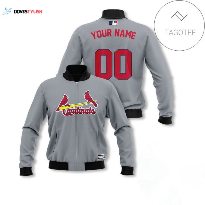 MLB St Louis Cardinals Custom Name Number Light Gray Bomber Jacket – Personalize Your Style!