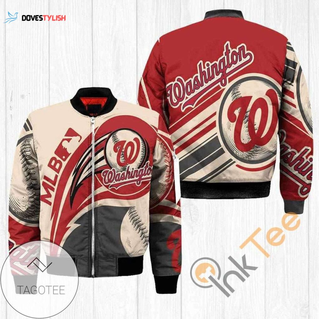 MLB Washington Nationals Red Gray Bomber Jacket – Stylish and Cozy Outerwear for Baseball Fans