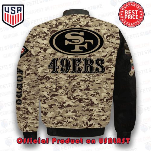 Stylish San Francisco 49ers Camo NFL AOP Bomber Jacket – Stand out in Game Day Gear!