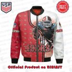 Shop the Trendy San Francisco 49ers Bomber Jacket with Multiple NFL Logos