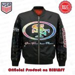 Stylish San Francisco 49ers Rainbow Logo AOP Bomber Jacket – NFL Official Merchandise