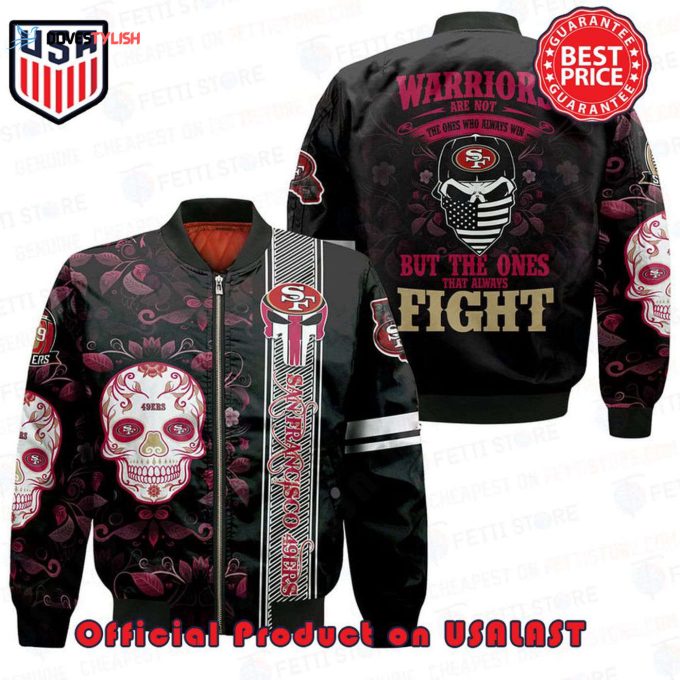 Stylish San Francisco 49ers Skull Flower NFL AOP Bomber Jacket