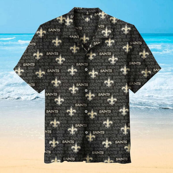 NFL New Orleans Saints Black Golden Multi Small Logo Hawaiian Shirt Men & Women Aloha Shirt