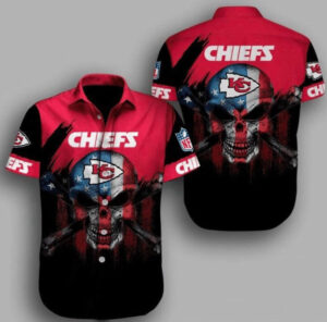 NFL Kansas City Chiefs Red Skull Hawaiian Shirt Men & Women Aloha Shirt