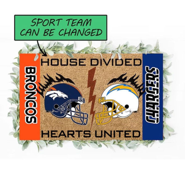 NFL, Custom House Divided Heart United Doormat,  Gift For Home Decors