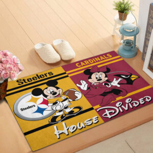 Custom House Divided NFL Doormat, Gift For Home Decor Mickey And Minnie Football Teams 5