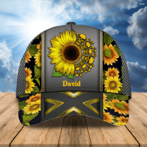 Personalized Sunflowers Skull Classic Cap for Women, Girl, Skull Lovers Hats