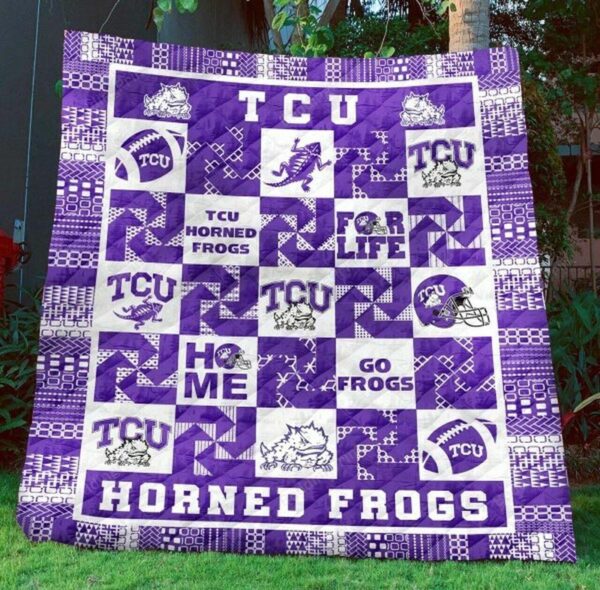 NCAA Tcu Horned Frogs Pattern Quilt Blanket, Gift For Sports Fan, Sport Lovers Quilt