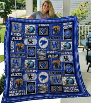 NCAA Kentucky Wildcats Multiple Logos Quilt Blanket, Gift For Sports Fan, Sport Lovers Quilt