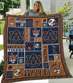 NCAA Auburn Tigers Mascot Quilt Blanket, Gift For Sports Fan, Sport Lovers Quilt Blanket