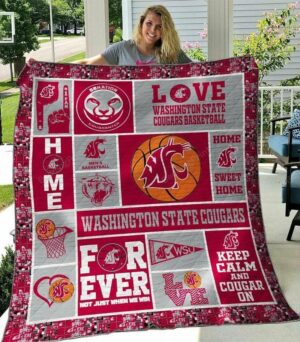 NCAA Washington State Cougars Forever Quilt Blanket, Gift For Sports Fan, Sport Lovers Quilt