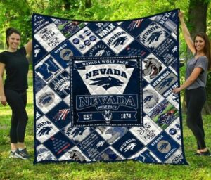 NCAA Nevada Wolf Pack Quilt Blanket, Gift For Sports Fan, Sport Lovers Quilt Blanket