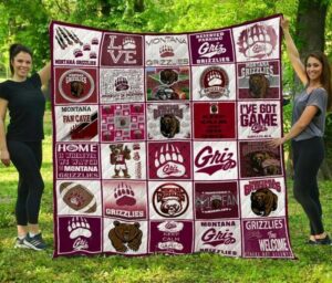 NCAA Montana Grizzlies Quilt Blanket, Gift For Sports Fan, Sport Lovers Quilt Blanket