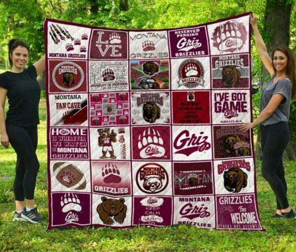 NCAA Montana Grizzlies Quilt Blanket, Gift For Sports Fan, Sport Lovers Quilt Blanket