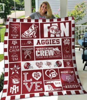 NCAA Texas A And M Aggies Wrecking Crew Quilt Blanket, Gift For Sports Fan, Sport Lovers Quilt