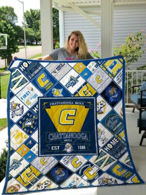 NCAA Chattanooga Mocs Quilt Blanket, Gift For Sports Fan, Sport Lovers Quilt Blanket