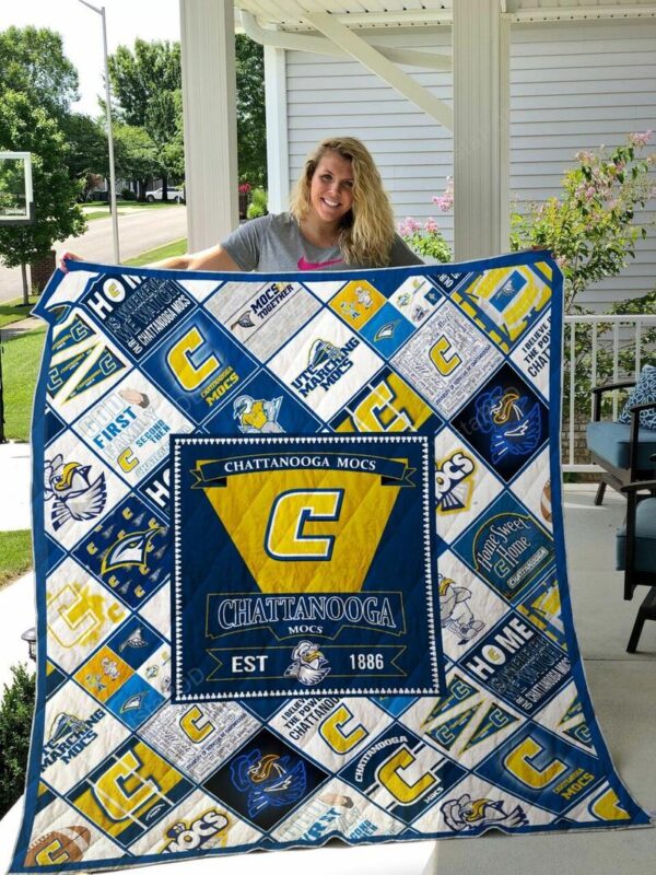NCAA Chattanooga Mocs Quilt Blanket, Gift For Sports Fan, Sport Lovers Quilt Blanket